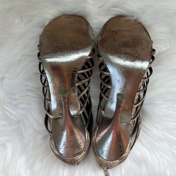 Tory Burch gladiator snake print caged heeled sandals EUC size 9 - Picture 10 of 11